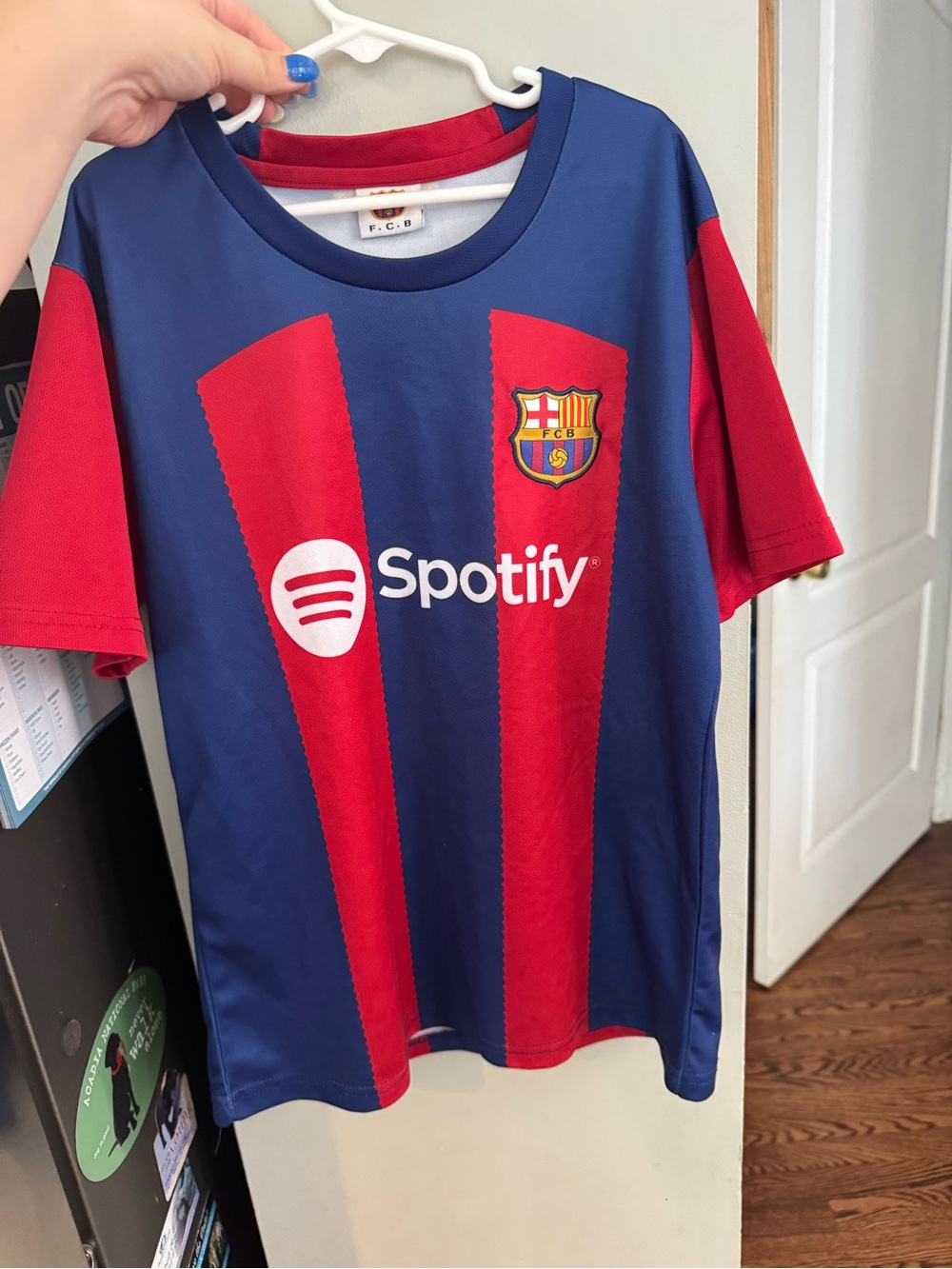 Kids' Barcelona Lewandowski Soccer Jersey - Navy & Red
